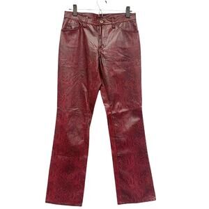 Vintage Anchor Blue Womens Size 3 Y2K Red Snake Faux Leather Pants Grunge Matrix